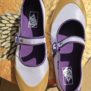 Vans Purple and Tan Mary Jane Sneakers